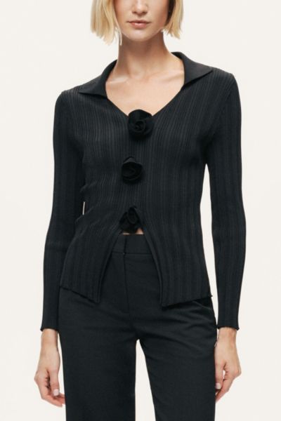 Nocturne Floral Ribbed Sweater