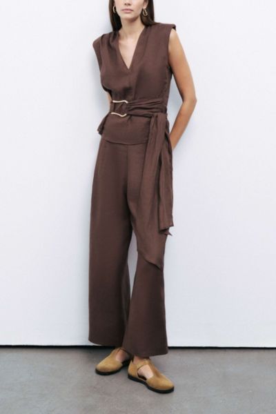 Nocturne Belted Linen Blouse