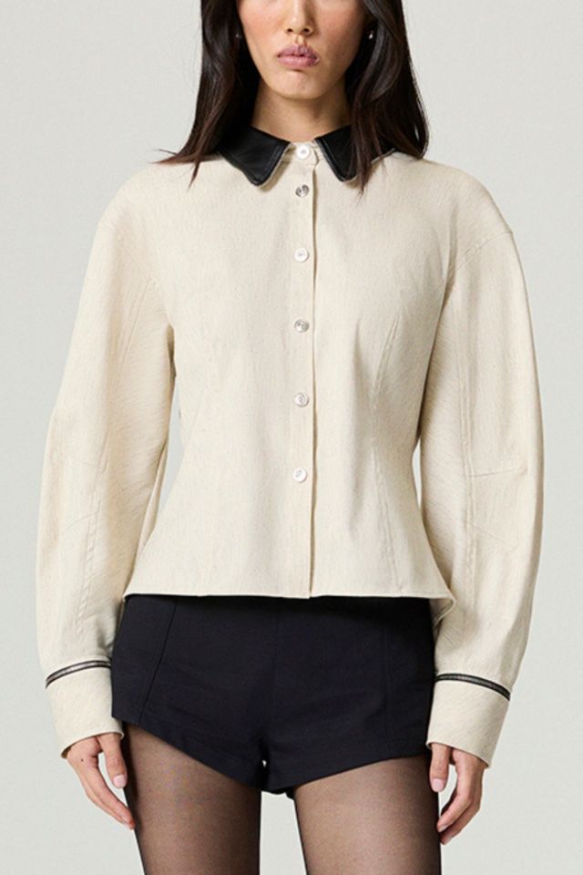 Nocturne Contrast Balloon Sleeve Blouse #1