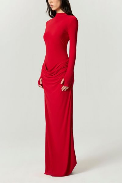 Nocturne High-Neck Ruched Maxi Dress