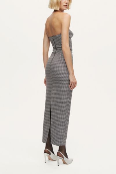 Nocturne Sweetheart Strapless Checked Midi Dress