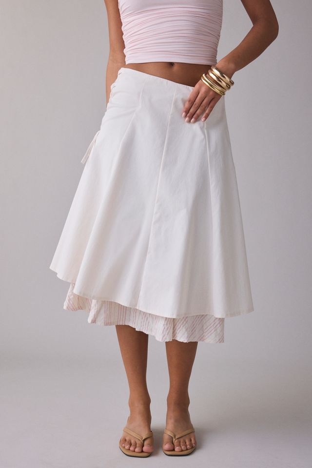 Daisy Street Layered Lace-Up Midi Skirt #1