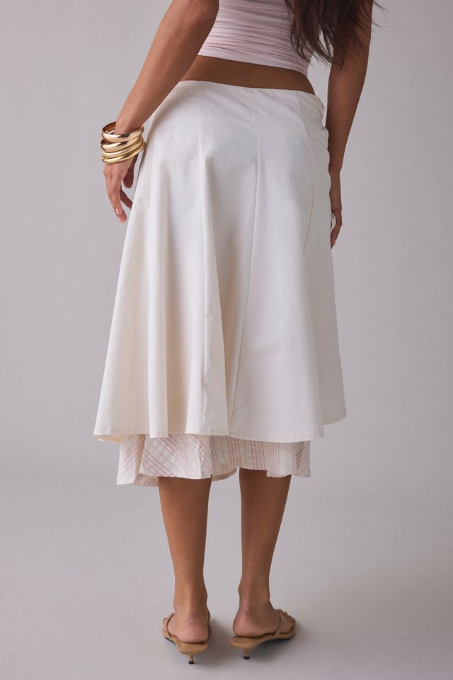 Daisy Street Layered Lace-Up Midi Skirt #3