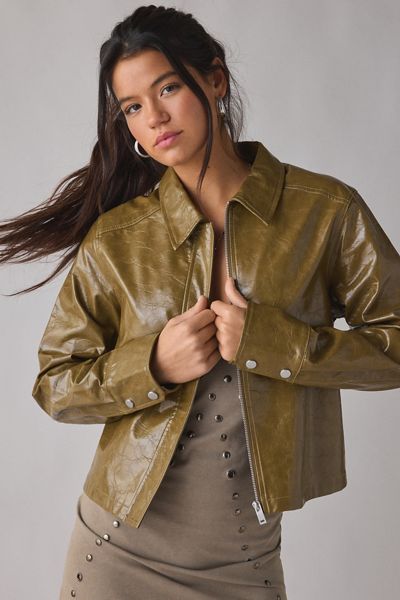 UO Roxy Zip-Up Faux Leather Moto Jacket