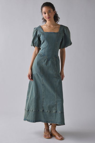 white christmas dresses Christy Denim Midi Dress main image 1