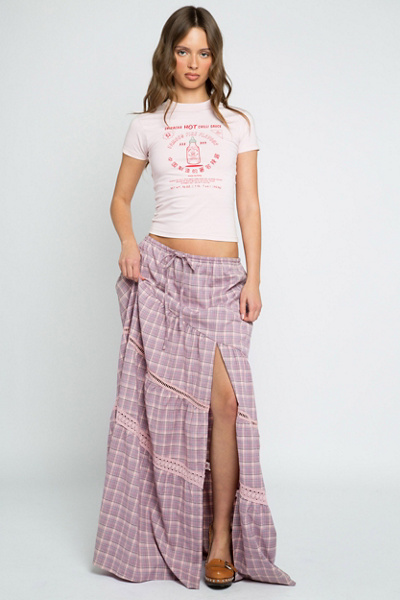 Daisy Street Clove Asymmetric Tiered Maxi Skirt