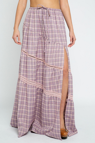 Daisy Street Clove Asymmetric Tiered Maxi Skirt