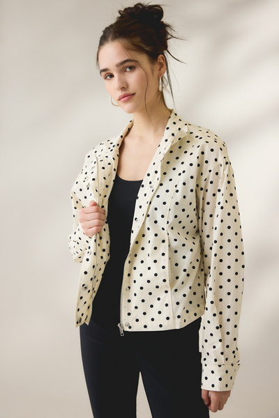 UO Allison Polka Dot Cotton Shirt Jacket