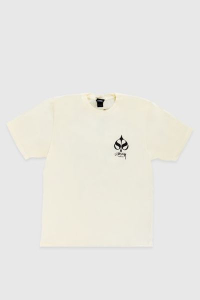 Stussy Spade Tee Pigment Dyed T-shirt Top In White, Men's At Urban Outfitters In White