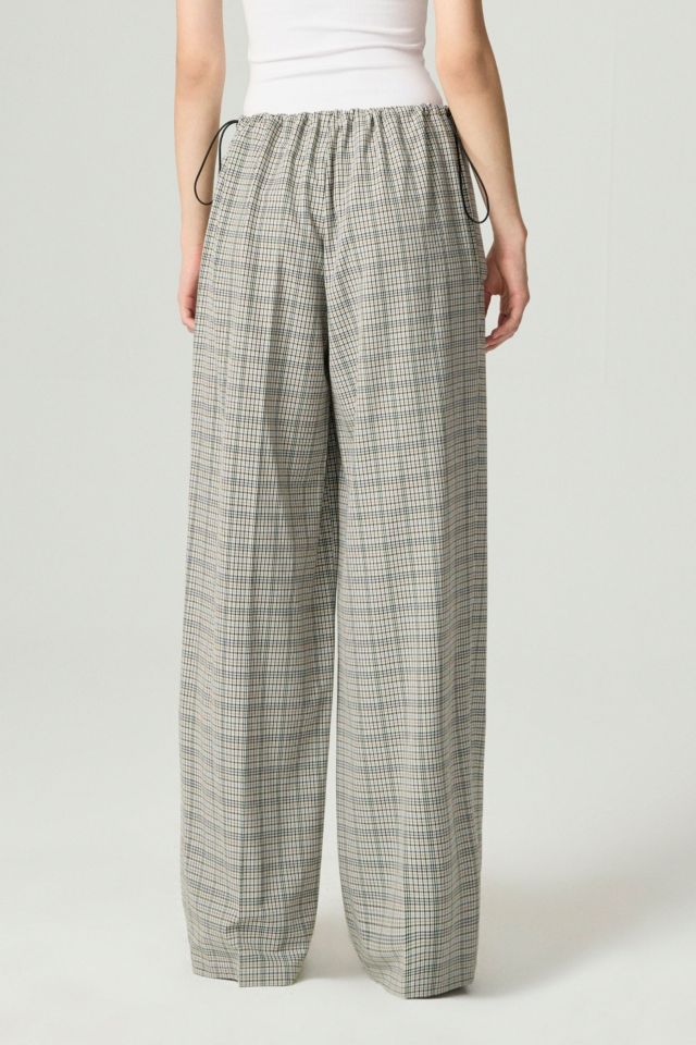 Nocturne Plaid Wide-Leg Drawstring Pants #1