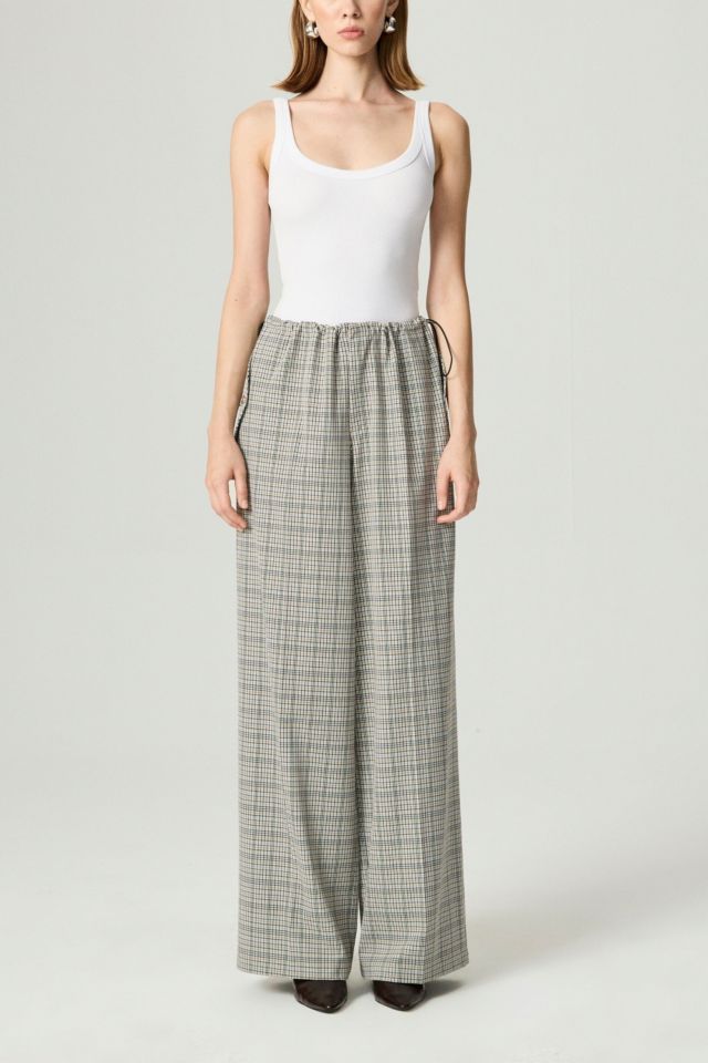 Nocturne Plaid Wide-Leg Drawstring Pants #2