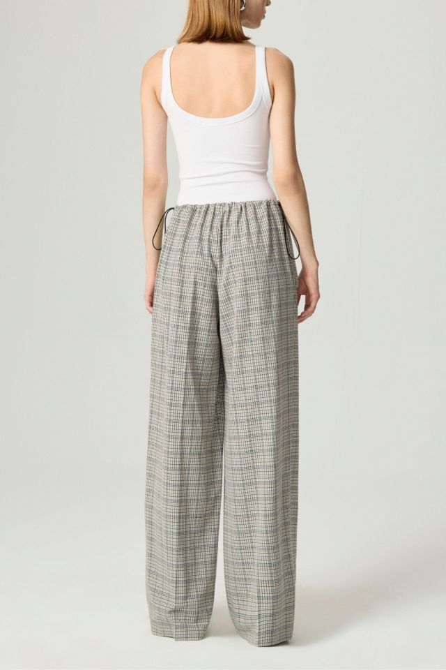 Nocturne Plaid Wide-Leg Drawstring Pants #3