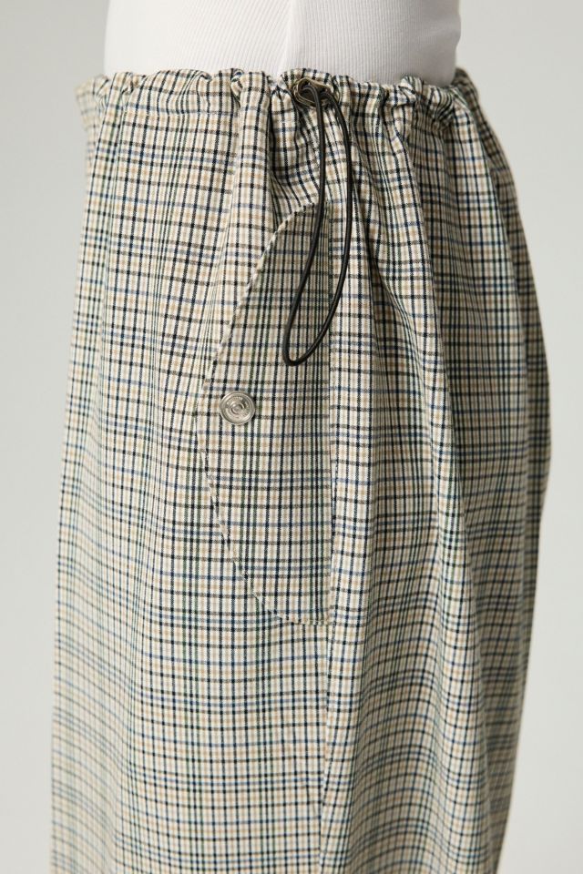 Nocturne Plaid Wide-Leg Drawstring Pants #4