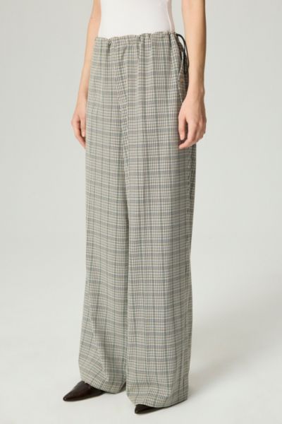 Nocturne Plaid Wide-Leg Drawstring Pants