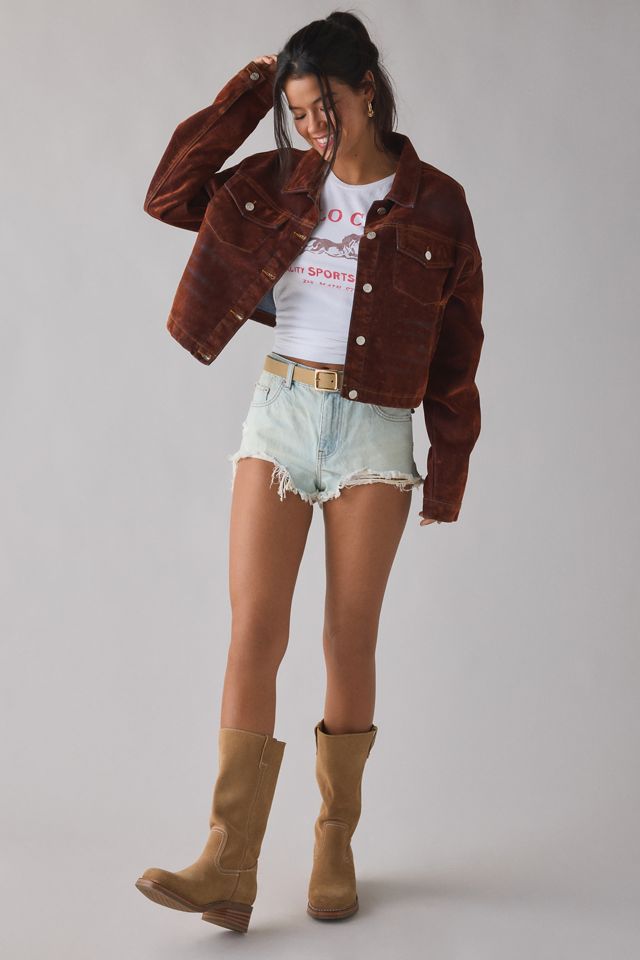 Azalea Wang Sampson Flocked Denim Jacket #4