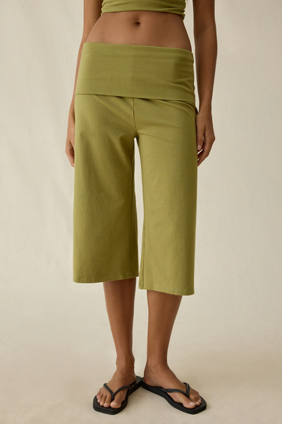 Out From Under Bec Cropped Gaucho Pants In Olive, Women's At Urban Outfitters In Green