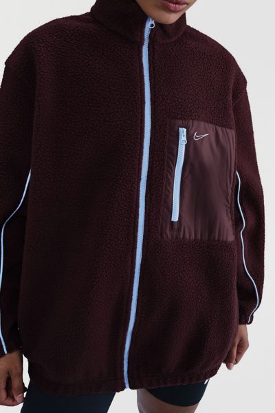 Nike Sportswear Full-zip High Pile Fleece Jacket In Burgundy Crush/celestine Blue, Women's At Urban Outfi