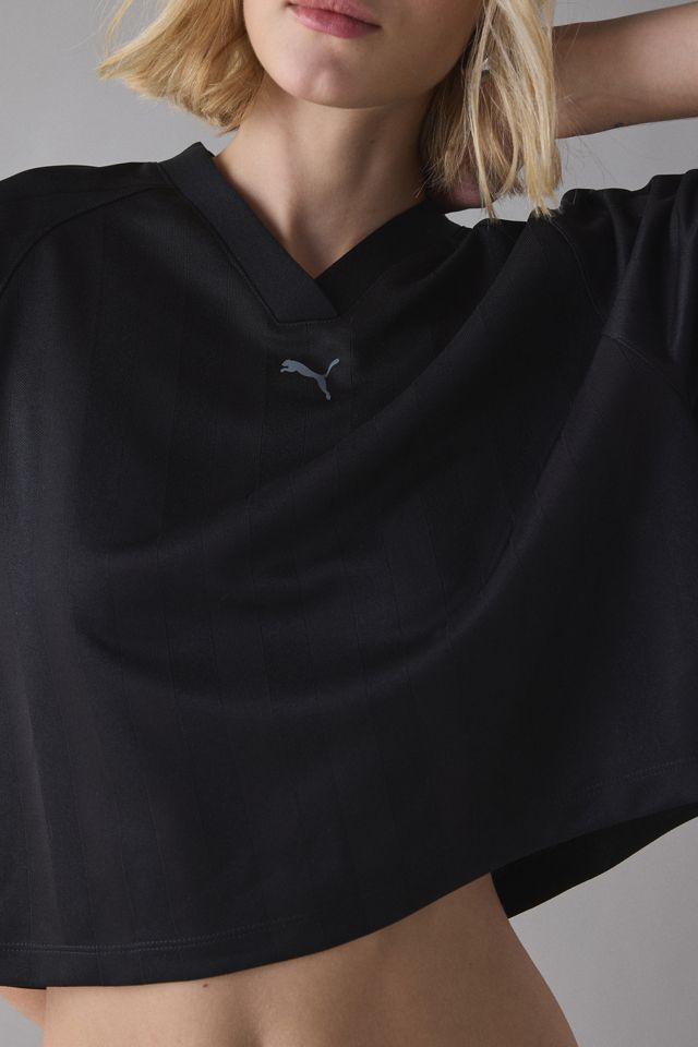 Puma League V-Neck Cropped Jersey Tee #1