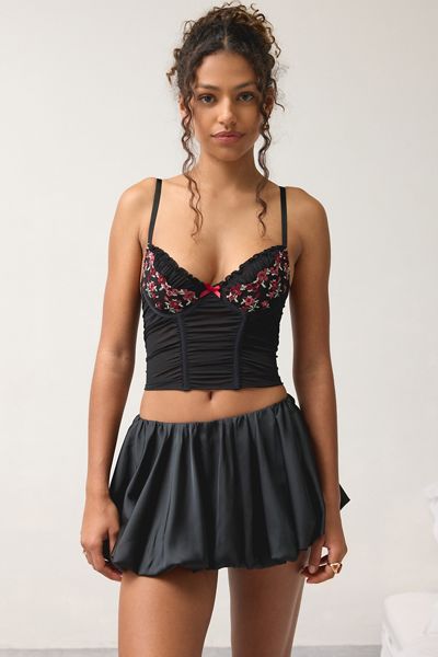 Out From Under Soft Spot Floral Embroidered Mesh Corset
