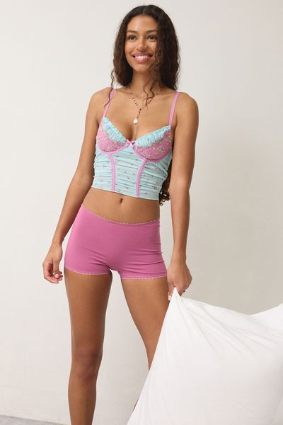 Out From Under Soft Spot Floral Embroidered Mesh Corset