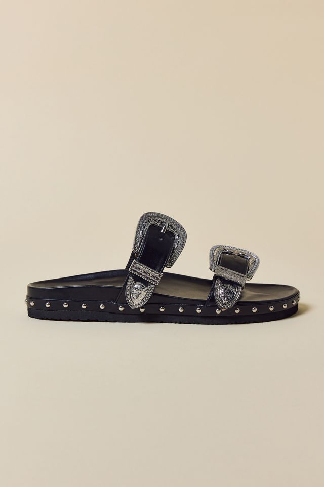 Azalea Wang Tegan Western Buckle Slide Sandals #1