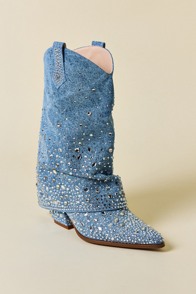 Azalea Wang Christos Denim Western Boot