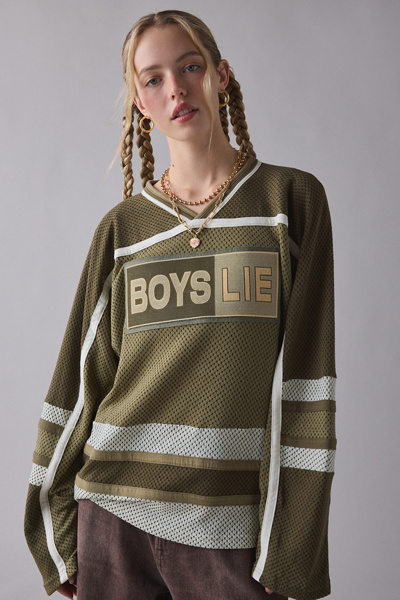 Boys Lie Better Half Garden Long Sleeve Jersey Top In Green, Women's At Urban Outfitters In Green