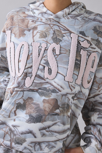 Boys Lie Racer Rose Colored Glasses Patched Graphic Hoodie Sweatshirt