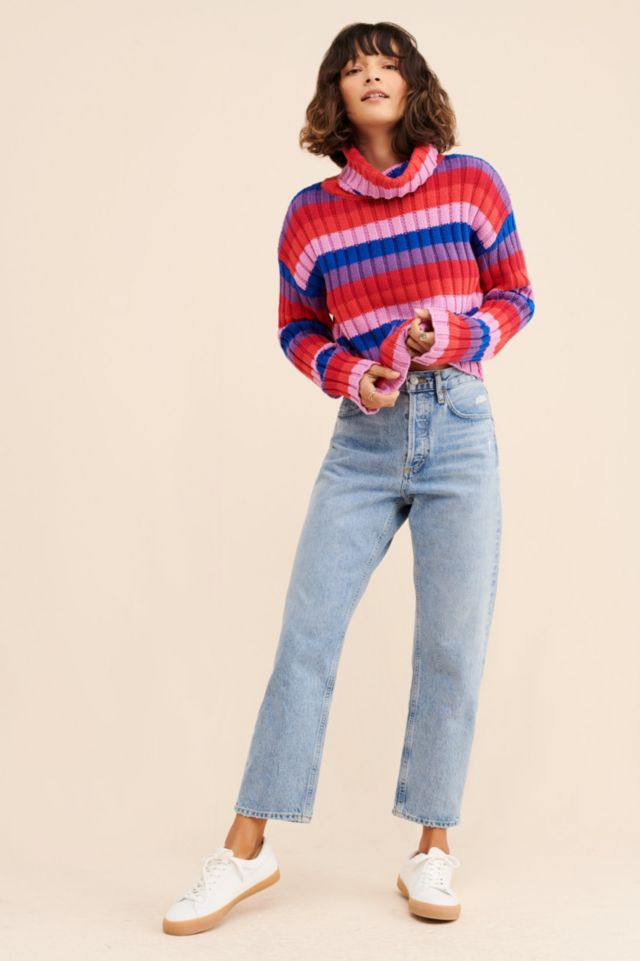 Glamorous Striped Crop Turtleneck #1