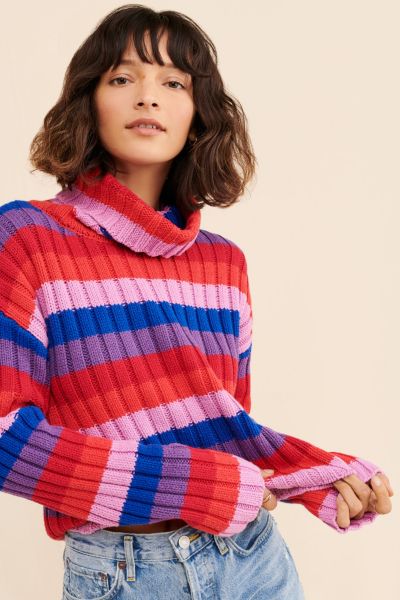 Glamorous Striped Crop Turtleneck