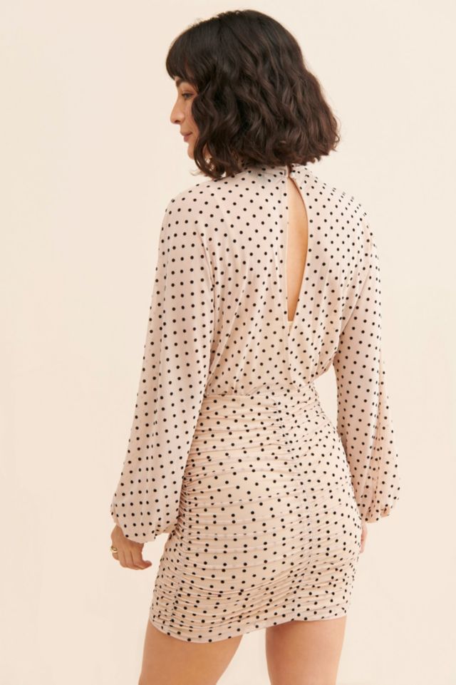 4SI3NNA Polka Dot Ruched Mini Dress #1