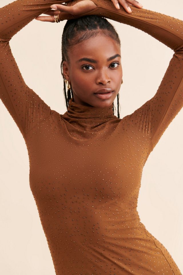 AFRM Shailene Rhinestone Turtleneck Dress #3