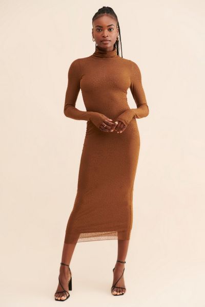 AFRM Shailene Rhinestone Turtleneck Dress