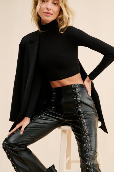 Glamorous Vegan Leather Lace Up Trousers