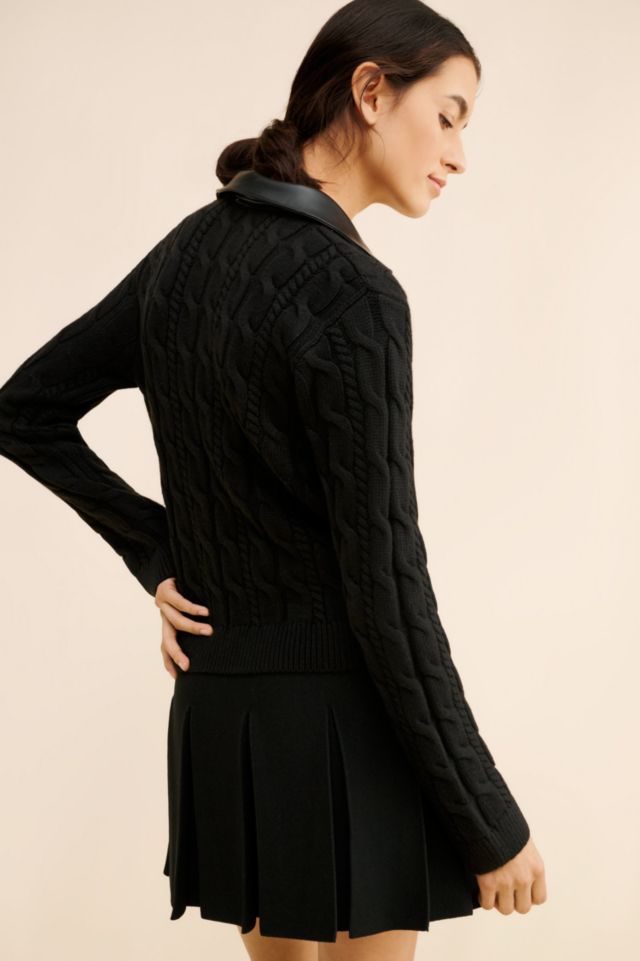 Endless Rose Vegan Leather Collar Sweater #1