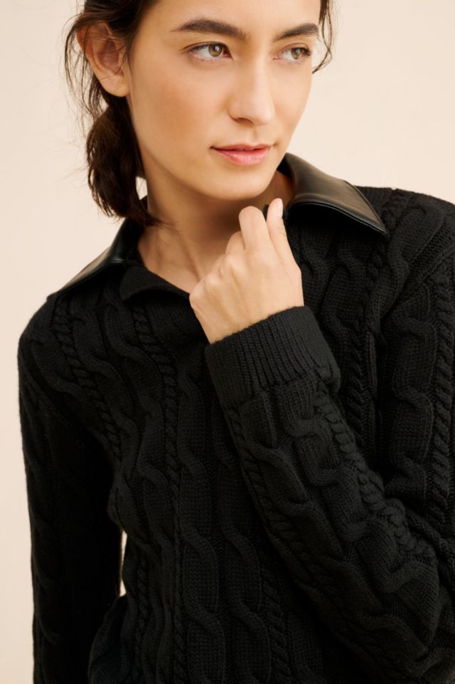 Endless Rose Vegan Leather Collar Sweater #2