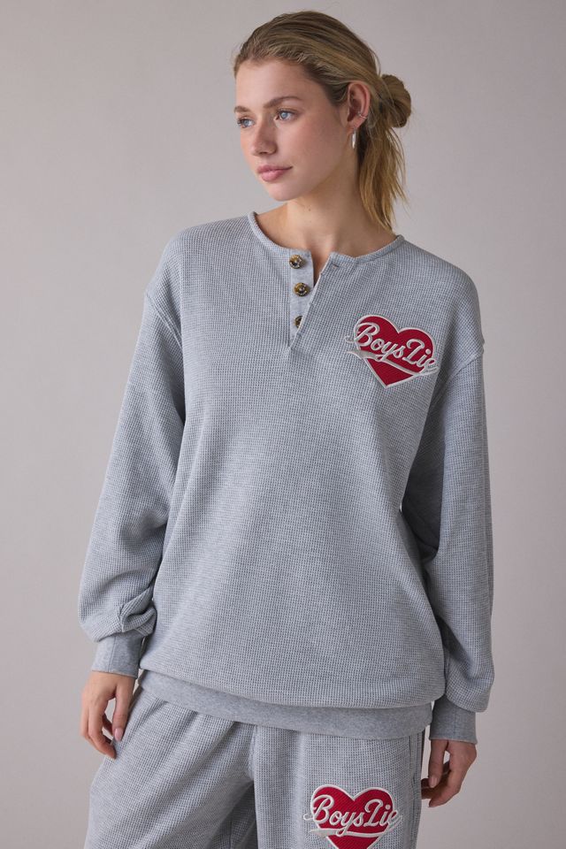 Boys Lie Signature Embroidered Graphic K-Crewneck Thermal Pullover #1