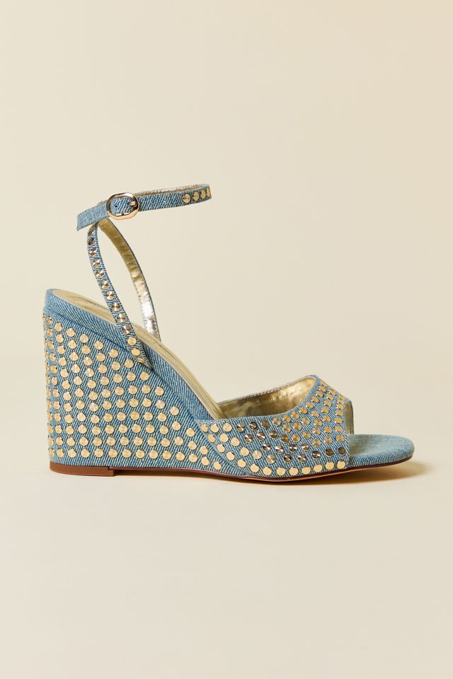 Sandales compensées cloutées Matteus en denim Azalea Wang #1