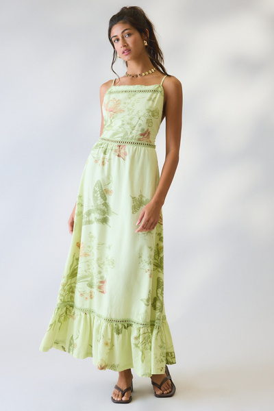 Kimchi Blue The Garden Lace Trim Cotton Maxi Dress