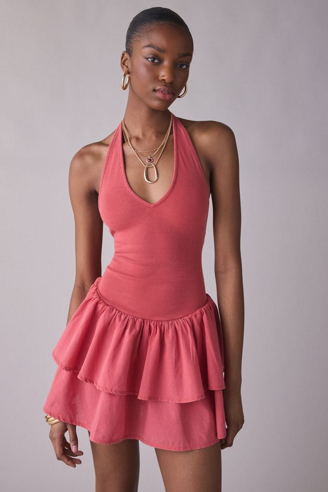 UO With The Band Mixed Media Halter Mini Dress #1