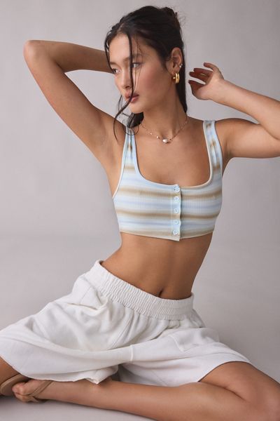 BDG Cassidy Button-Front Micro Tank Top