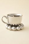 Chrome Ceramic Mug & Ball Edge Saucer Set