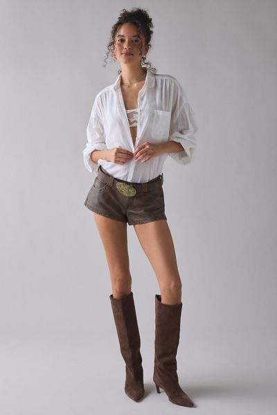 UO Festival Studded Faux Leather Micro Shorts