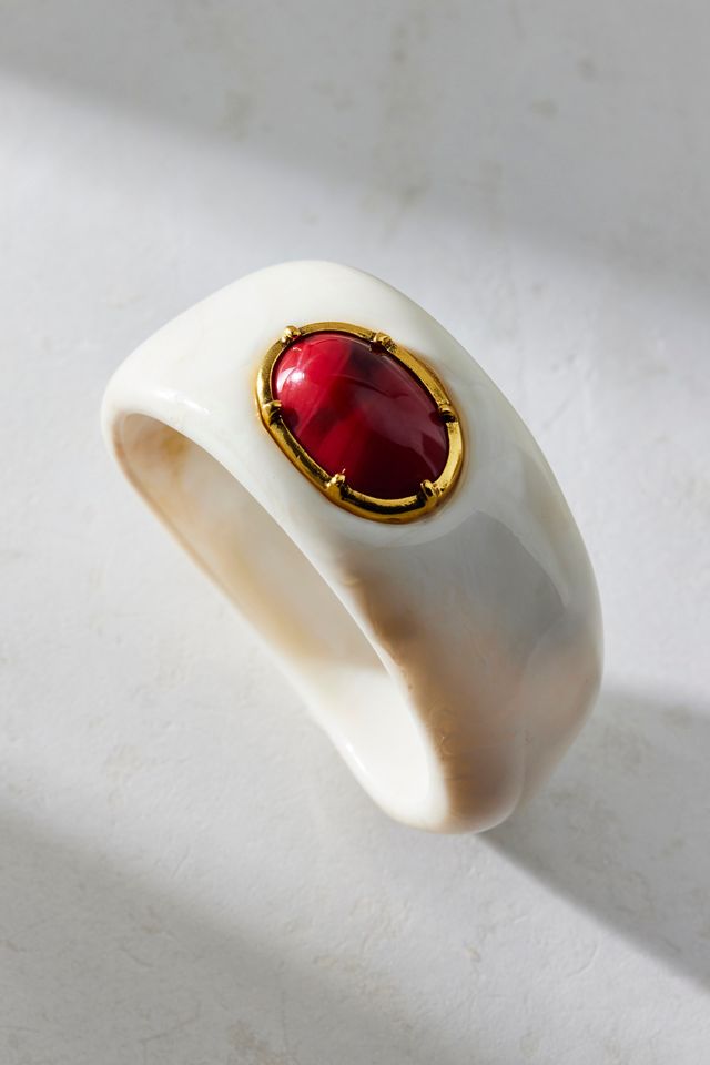 Stone Inset Resin Bangle Bracelet #1