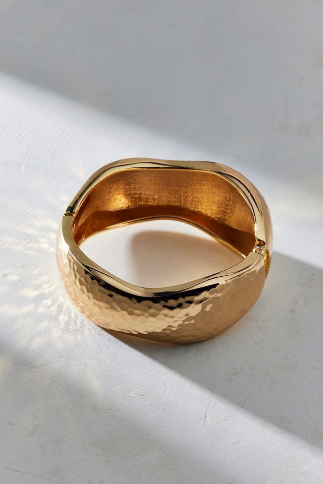 Ana Hammered Metal Wide Bangle Bracelet #1