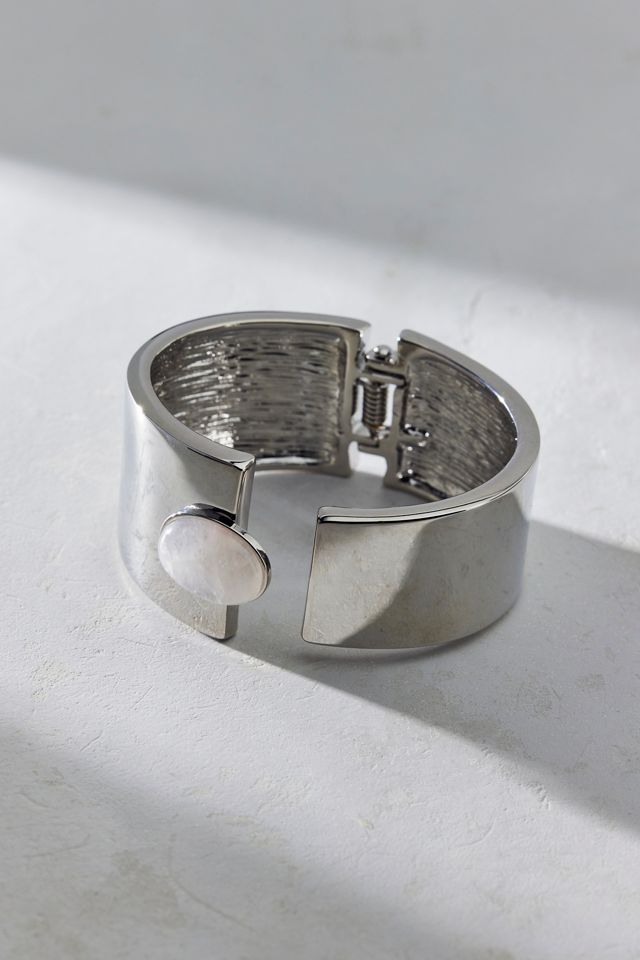 Stone Inset Metal Bangle Bracelet #1