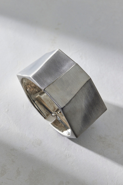 Urban Outfitters Angular Brushed Metal Bangle Bracelet In Silver, Women's At