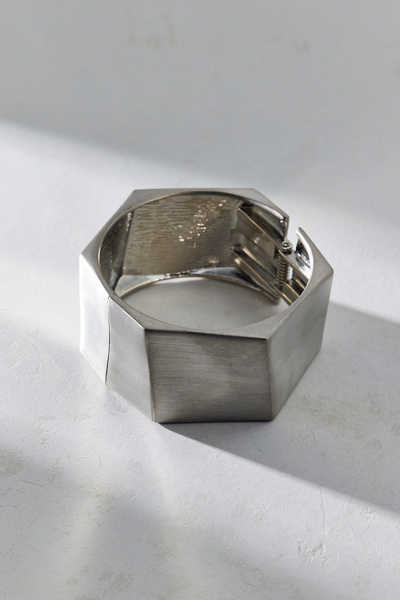 Angular Brushed Metal Bangle Bracelet