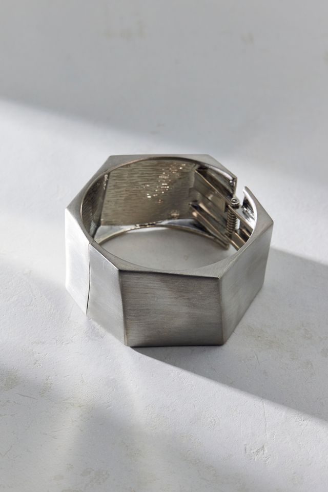 Angular Brushed Metal Bangle Bracelet #1