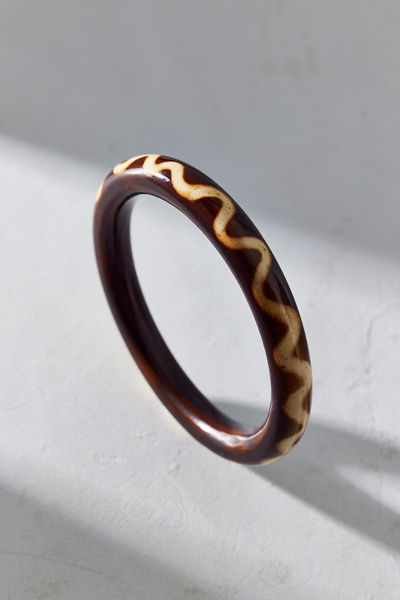 Urban Outfitters Swirl Motif Bangle Bracelet In Dark Brown, Women's At